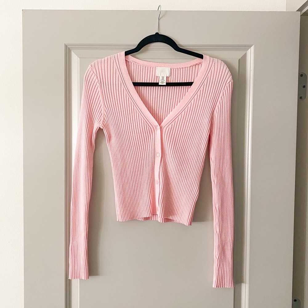 H&M Pink Rib Knit Cardigan